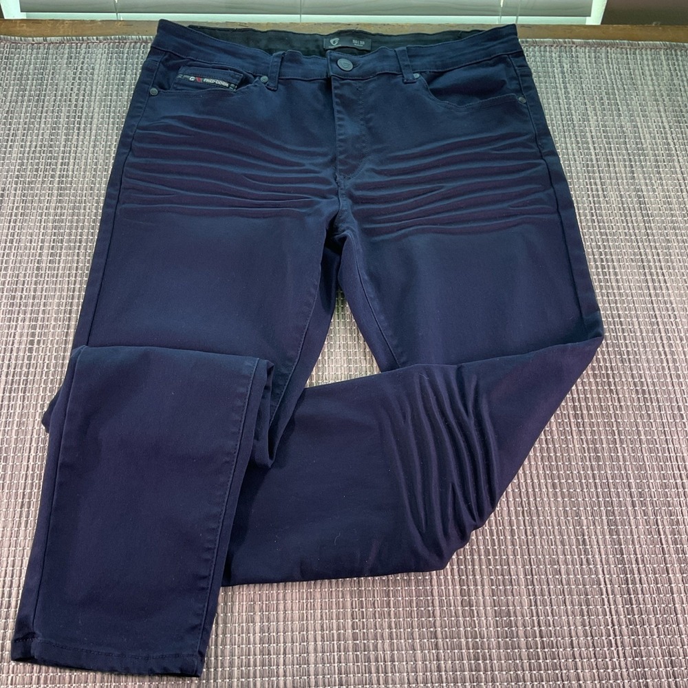 G Fried Denim Pants Men 36x30 Slim Straight Navy Blue Stretch Jeans YJ2795